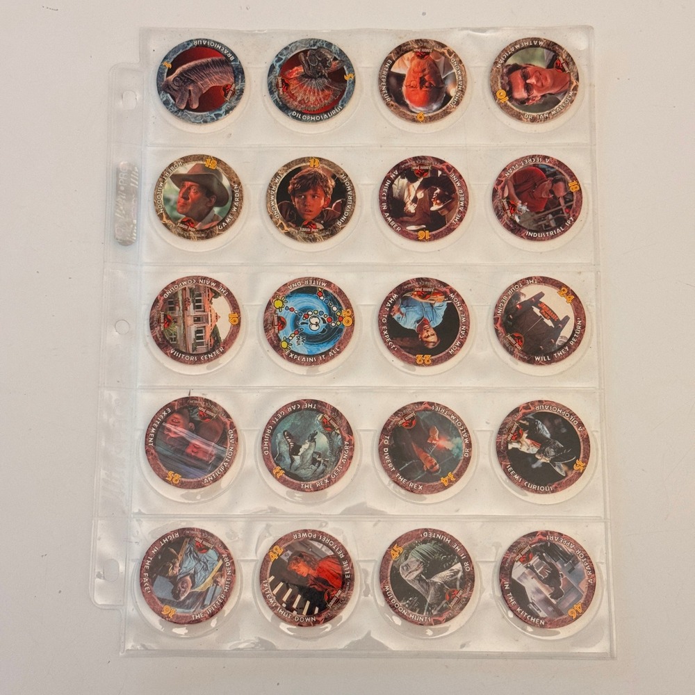 Vintage Jurassic Park SkyCaps Pogs Lot of 20 SkyBox Milk Caps Collection 1993